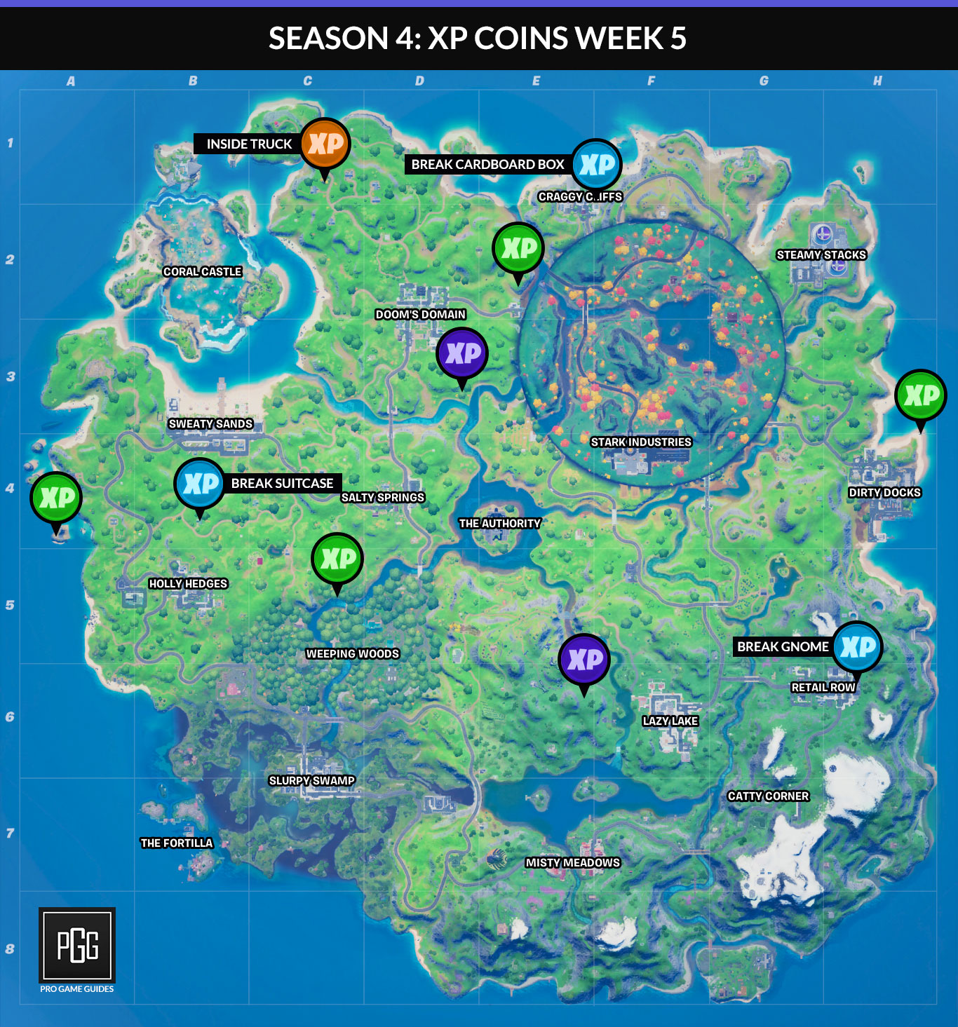 Fortnite：第 4 季第 5 週的 XP 金幣，它們在哪裡獲得經驗？