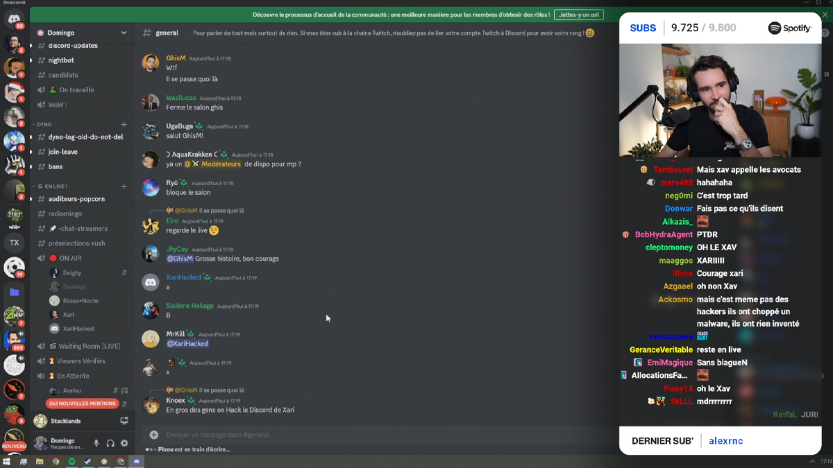 Hack Fichou 和 Xari：Domingo 與駭客一起直播，處理情況就像 Twitch 上的國王直播