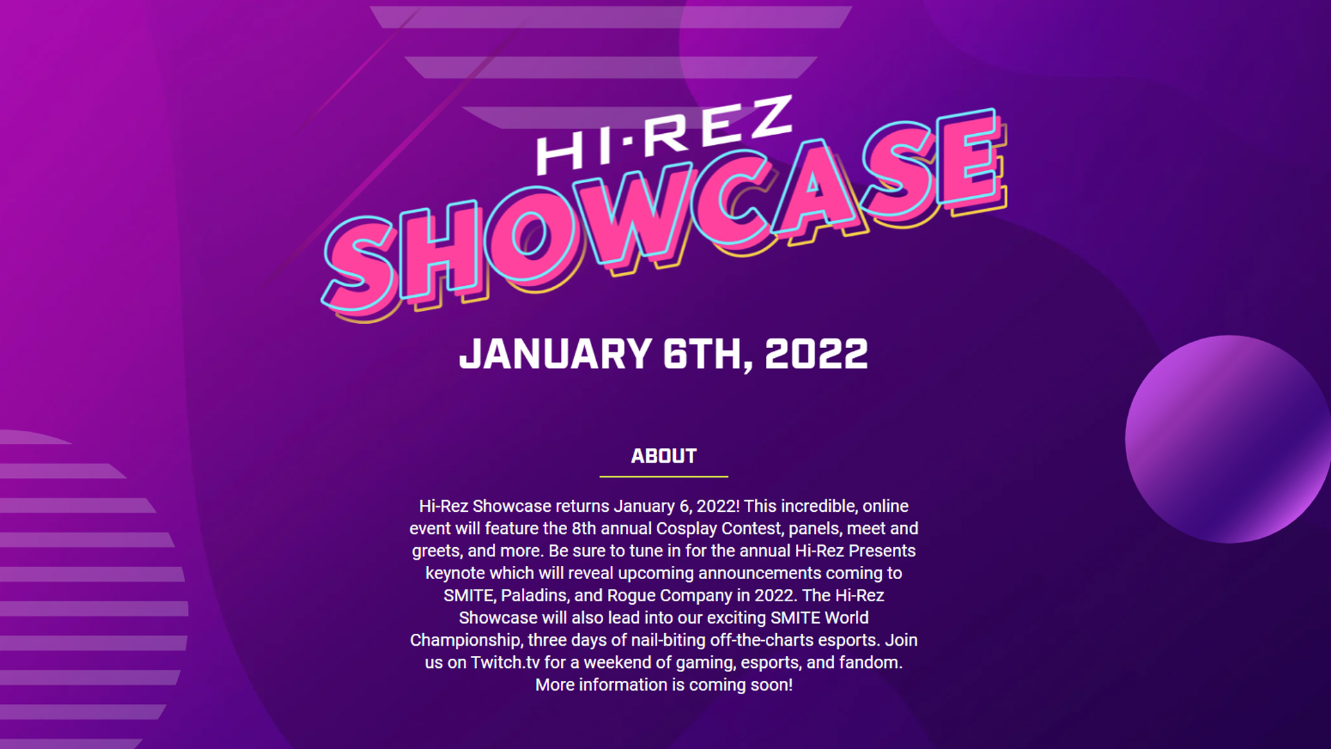 Hi-Rez Showcase 2022、活動日期和公告