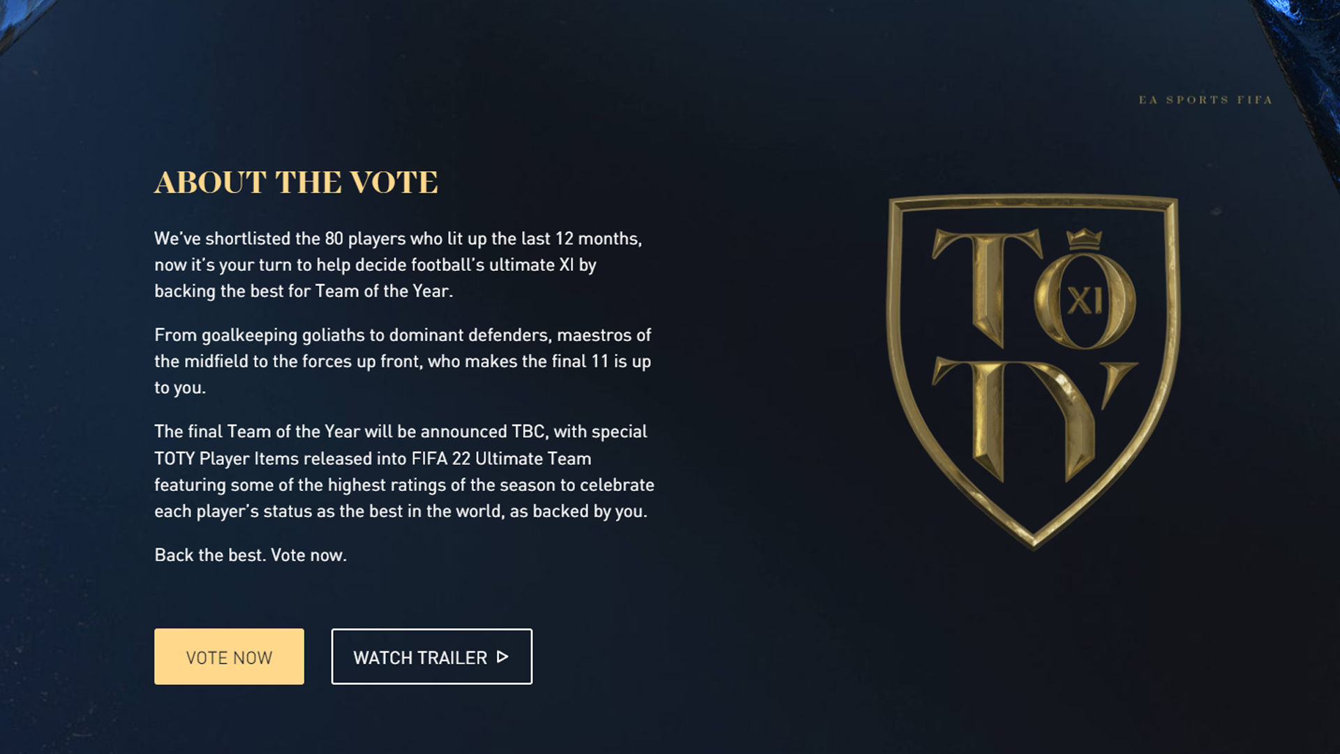 《FIFA 22》TOTY 投票，年度最佳陣容如何評選？